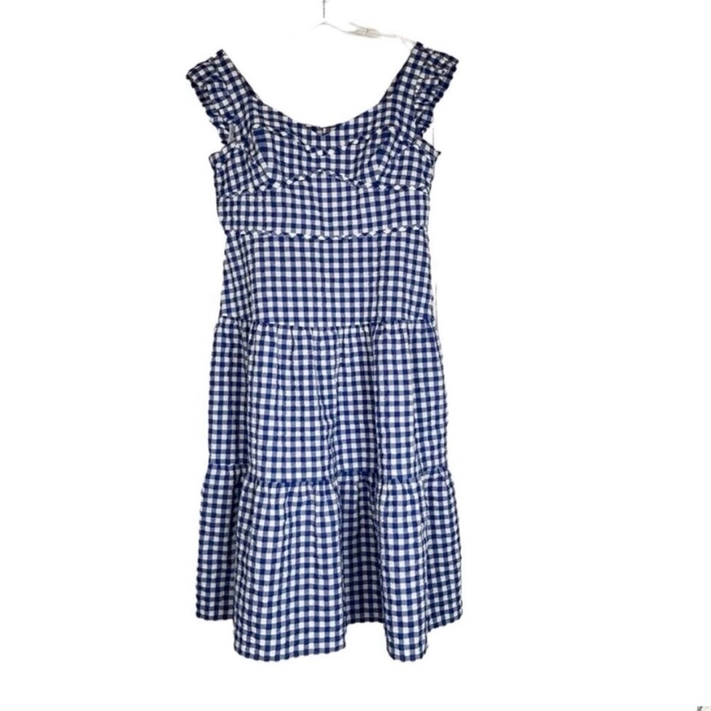 Kate Spade Blue and White Gingham Midi Dress - Picture 3 of 11